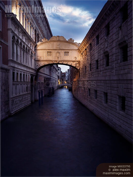 Stock photo of Bridge of Sighs Ponte dei Sospiri of Piombi prison or The Leads at the Doge's Palace in Venice Italy Buy commercial use license at MaximImages