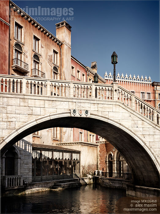 Stock photo of Bridge over canal Venetian architecture details Buy commercial use license at MaximImages