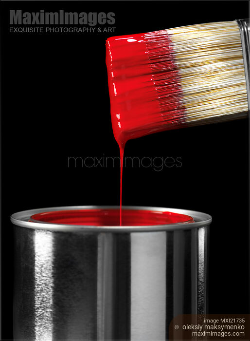 Stock photo of Brush Dipped in Red Paint Buy commercial use license at MaximImages