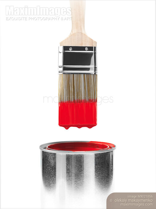 Stock photo of Brush Dipped in Red Paint Buy commercial use license at MaximImages