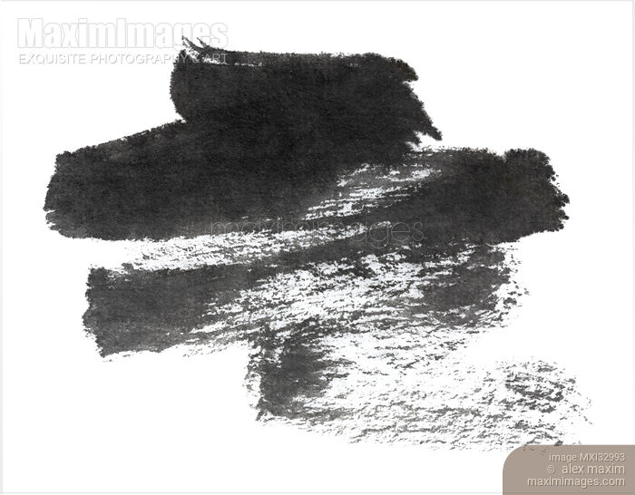 Stock image of Brushstroke Black calligraphy ink continuous brush strokes on white background Buy commercial use license at MaximImages