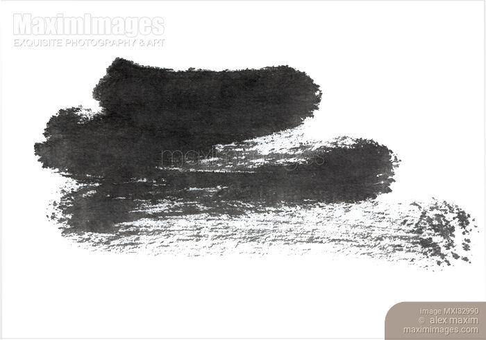 Stock image of Brushstroke Calligraphy Ink Brush Stroke black on white Buy commercial use license at MaximImages