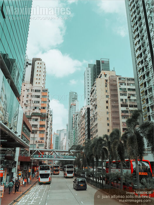 Stock photo of Busses on streets of Hong Kong China Buy commercial use license at MaximImages