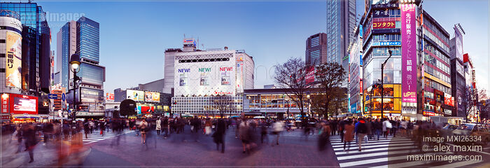 Stock photo of Busy crowded intersection in Shibuya Tokyo Buy commercial use license at MaximImages