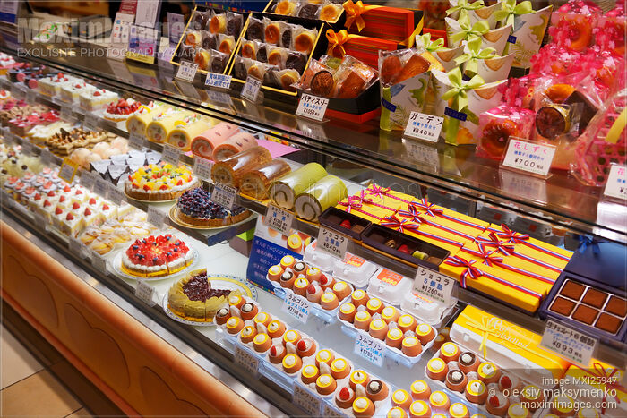 Stock photo of Cakes, rolls and pastries at Japanese bakery Buy commercial use license at MaximImages