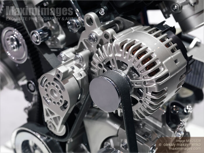 Photo of Car alternator and serpentine belt Stock Image MXI25328