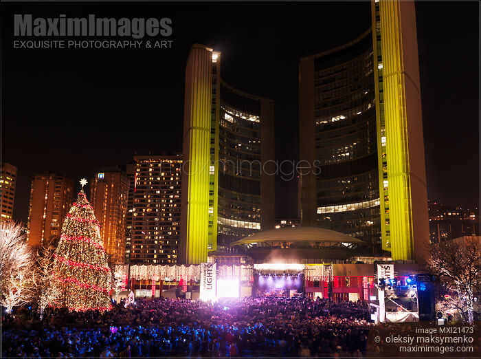 Stock photo of Cavalcade of Lights at Toronto City Hall Buy commercial use license at MaximImages
