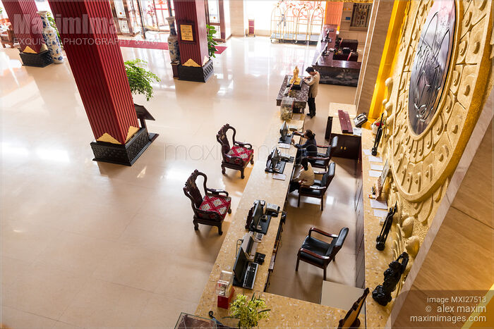 Stock photo of Chan Wu hotel lobby and reception in DengFeng China Buy commercial use license at MaximImages