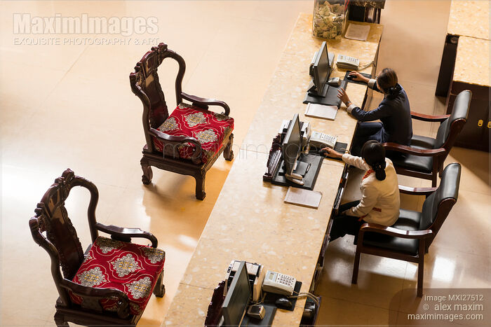 Chan Wu hotel reception in China Stock photo of Chan Wu hotel reception in China Buy commercial use license at MaximImages