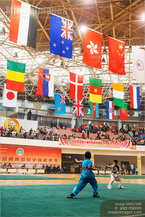 Stock photo of Children performing at Zhengzhou China International Shaolin Wushu festival Buy commercial use license at MaximImages