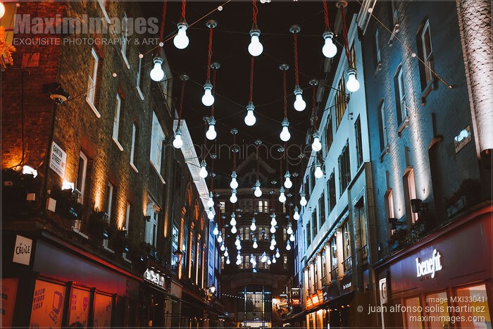 Stock photo of City lights in Ganton Street in London UK on Christmas night Buy commercial use license at MaximImages