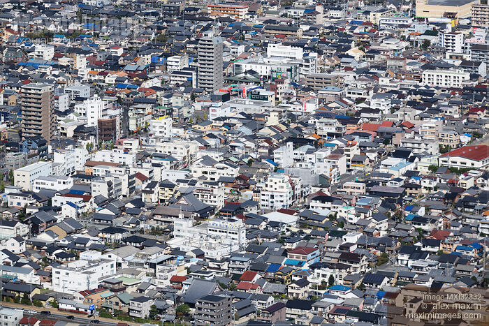 City of Gifu aerial scenery of a densly populated low-rise residential neighborhood Stock photo of City of Gifu aerial scenery of a densly populated low-rise residential neighborhood Buy commercial use license at MaximImages