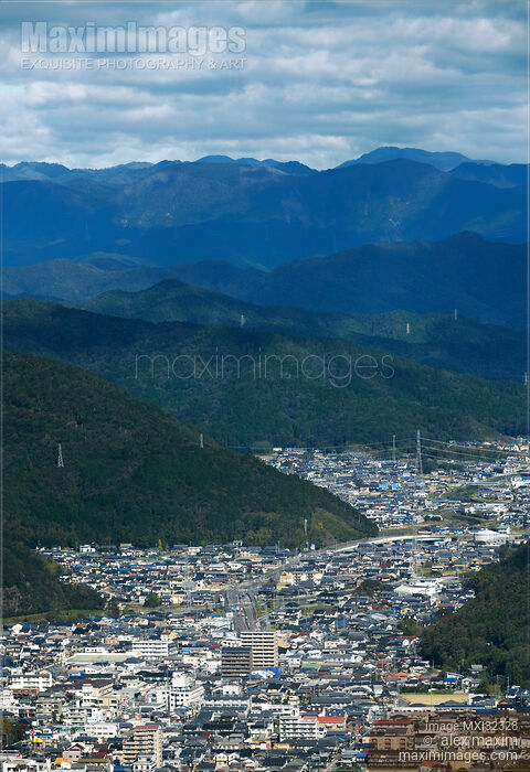 City of Gifu aerial scenery of the landscape and the mountains Gifu-shi Japan Stock photo of City of Gifu aerial scenery of the landscape and the mountains Gifu-shi Japan Buy commercial use license at MaximImages