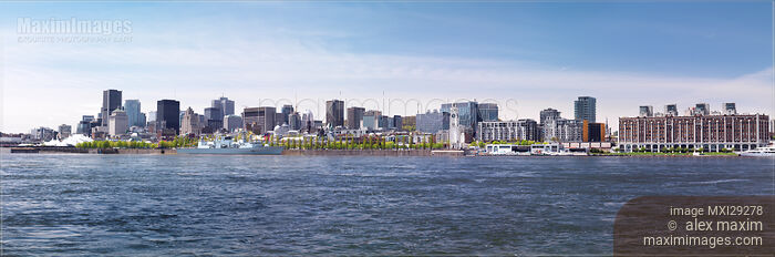 City of Montreal waterfront skyline panorama Stock photo of City of Montreal waterfront skyline panorama Buy commercial use license at MaximImages