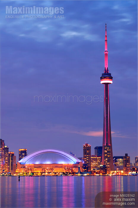 City of Toronto CN Tower at night Stock photo of City of Toronto CN Tower at night Buy commercial use license at MaximImages