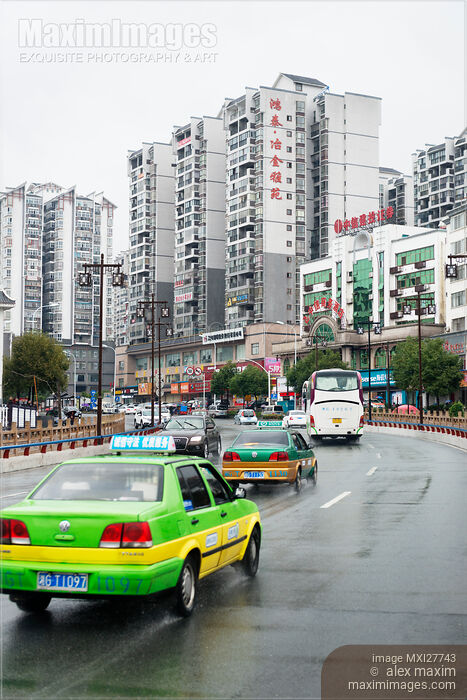 Stock photo of City street scenery in Zhangjiajie China Buy commercial use license at MaximImages