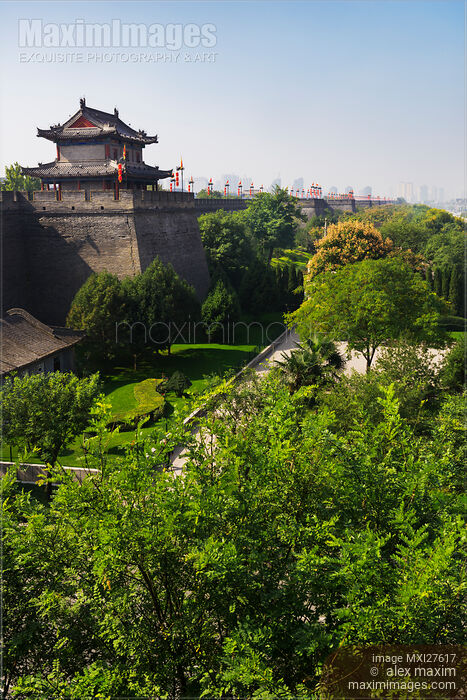 Stock photo of City wall in Xi'an China Buy commercial use license at MaximImages