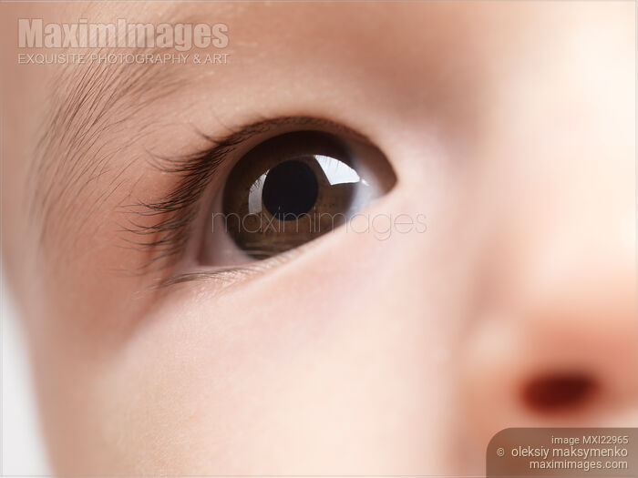 Stock photo of Closeup of a Baby's Eye Buy commercial use license at MaximImages