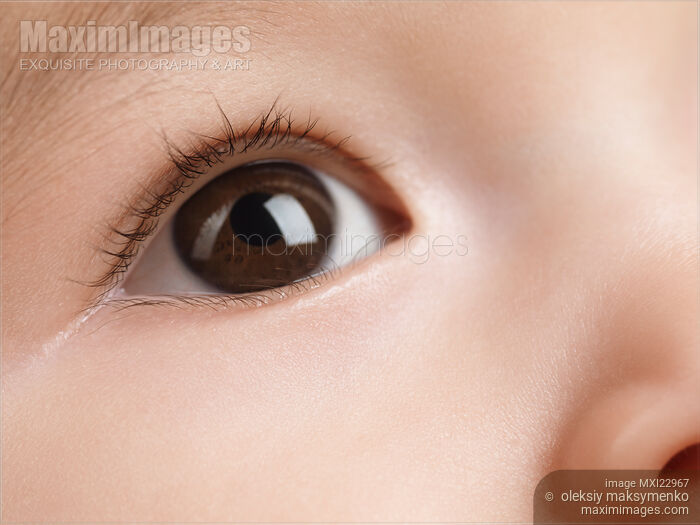 Closeup of a Baby's Eye Stock photo of Closeup of a Baby's Eye Buy commercial use license at MaximImages