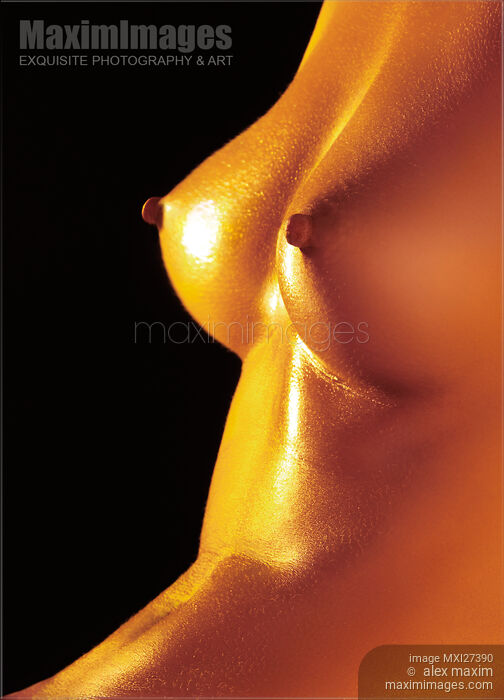 Closeup of bare woman breasts with shiny skin Stock photo of Closeup of bare woman breasts with shiny skin Buy commercial use license at MaximImages