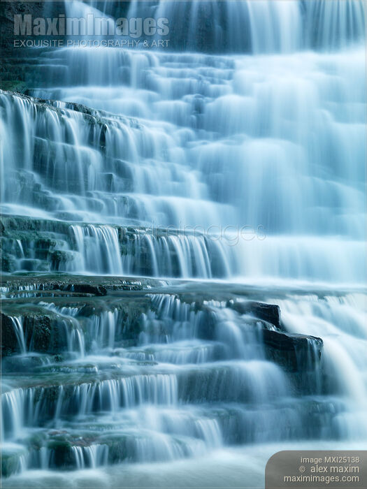 Stock photo of Closeup of beautiful cascade waterfall Buy commercial use license at MaximImages