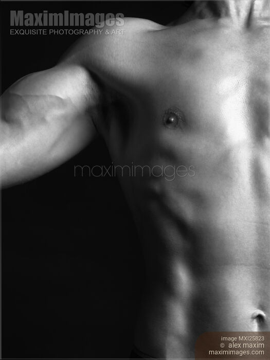 Closeup of man bare fit torso and biceps Stock photo of Closeup of man bare fit torso and biceps Buy commercial use license at MaximImages