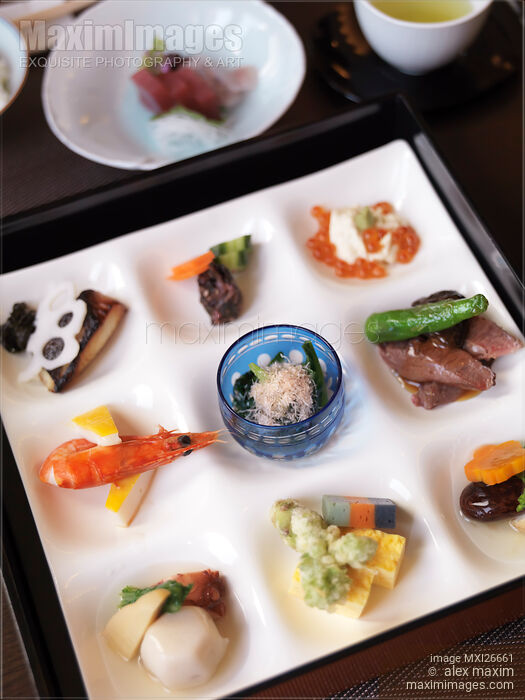 Closeup of meal at Japanese restaurant Stock photo of Closeup of meal at Japanese restaurant Buy commercial use license at MaximImages
