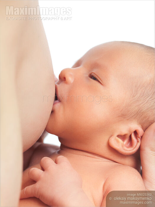Stock photo of Closeup of Mother Nursing a Newborn Baby Buy commercial use license at MaximImages