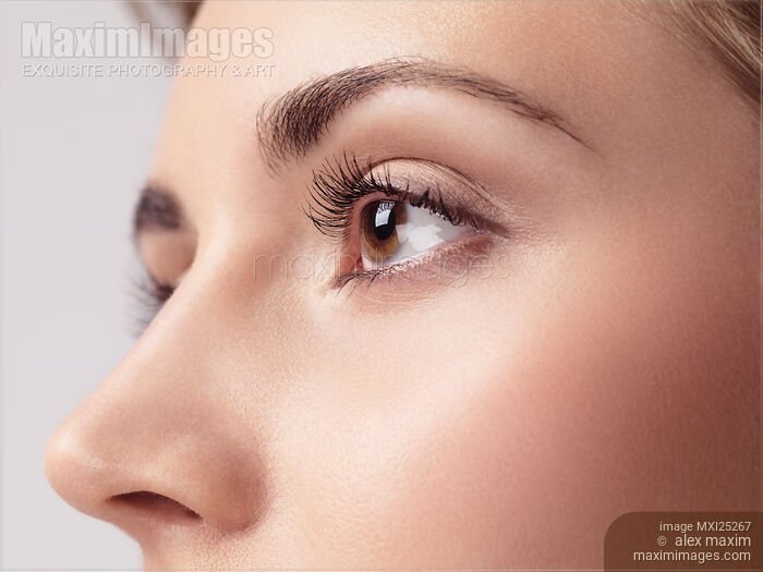 Closeup of young woman eye Stock photo of Closeup of young woman eye Buy commercial use license at MaximImages