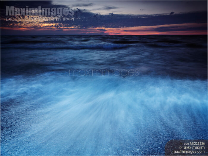 Stock photo of Colorful dramatic twilight scenery of lake Huron Buy commercial use license at MaximImages