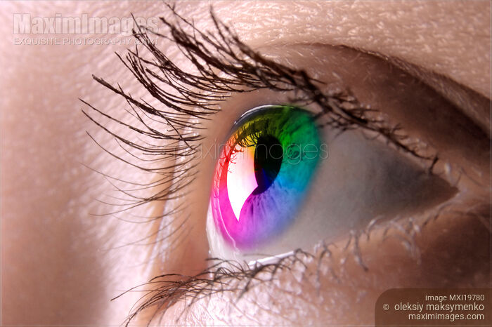 Stock photo of Colorful Eye Iris Closeup Buy commercial use license at MaximImages