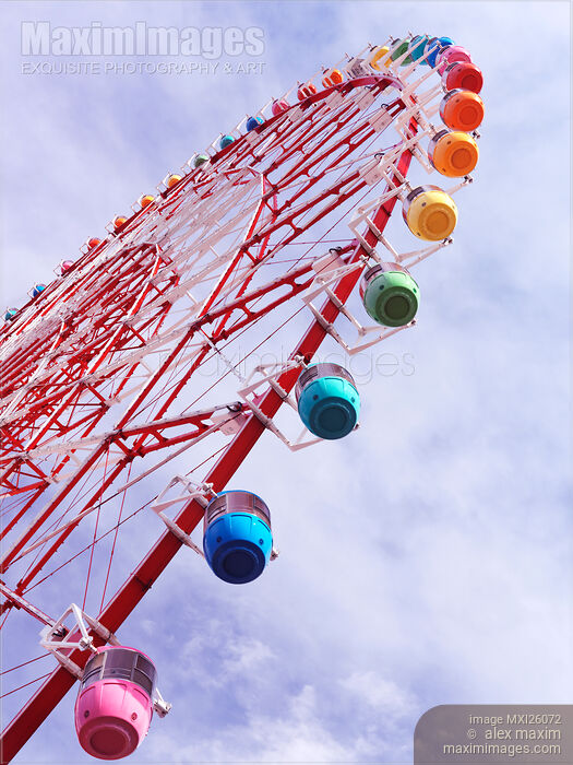 Stock photo of Colorful observation wheel in Odaiba Tokyo Buy commercial use license at MaximImages
