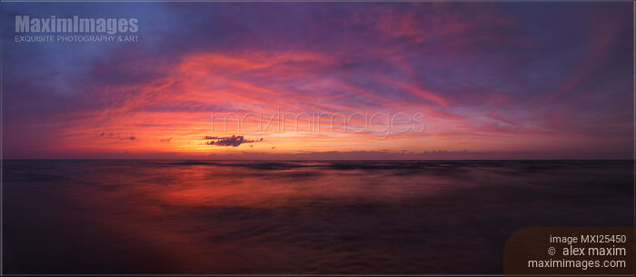 Stock photo of Colorful panoramic sunset scenery of lake Huron Buy commercial use license at MaximImages