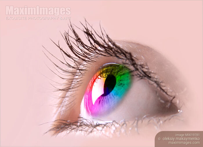 Stock photo of Colorful woman eye Buy commercial use license at MaximImages