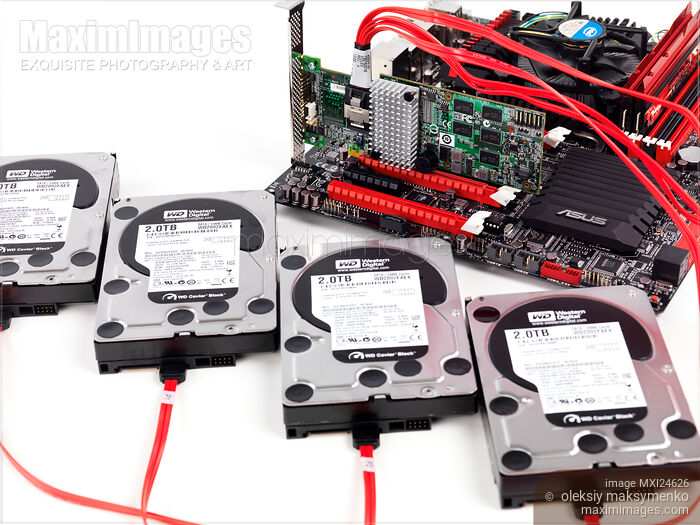Stock photo of Computer motherboard with RAID controller Buy commercial use license at MaximImages