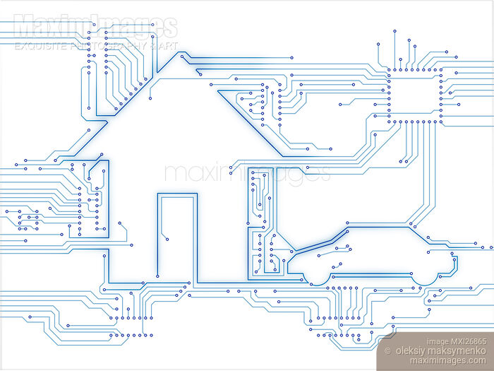 Stock image of Connected home and car conceptual illustration Buy commercial use license at MaximImages