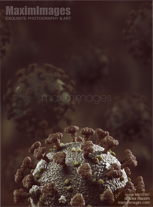 Coronavirus COVID-19 virus particles on dark background conceptual 3D illustration Stock image of Coronavirus COVID-19 virus particles on dark background conceptual 3D illustration Buy commercial use license at MaximImages