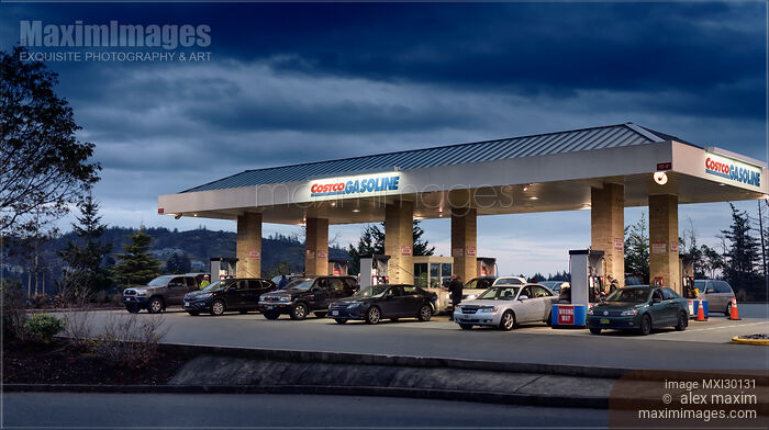 Stock photo of Costco Gasoline gas station in BC Canada Buy commercial use license at MaximImages