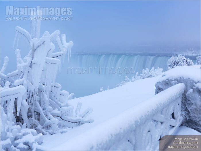 Stock photo of Covered with snow and ice Niagara Falls Buy commercial use license at MaximImages