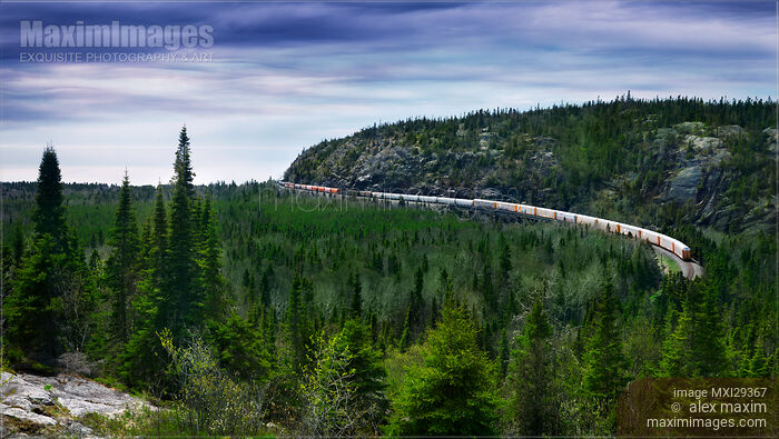 Stock photo of CP Rail train Canadian Pacific Railway Ontario landscape scenery Buy commercial use license at MaximImages