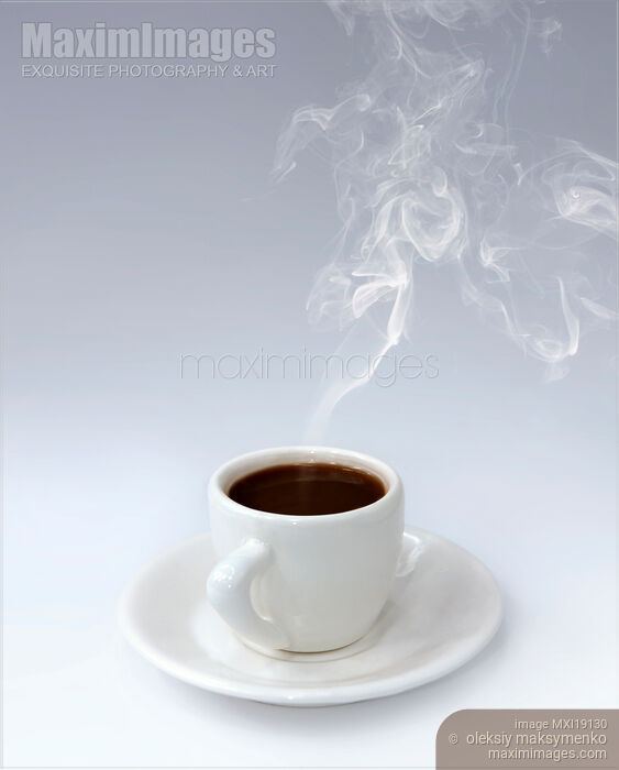 Stock photo of Cup of hot black coffee Buy commercial use license at MaximImages