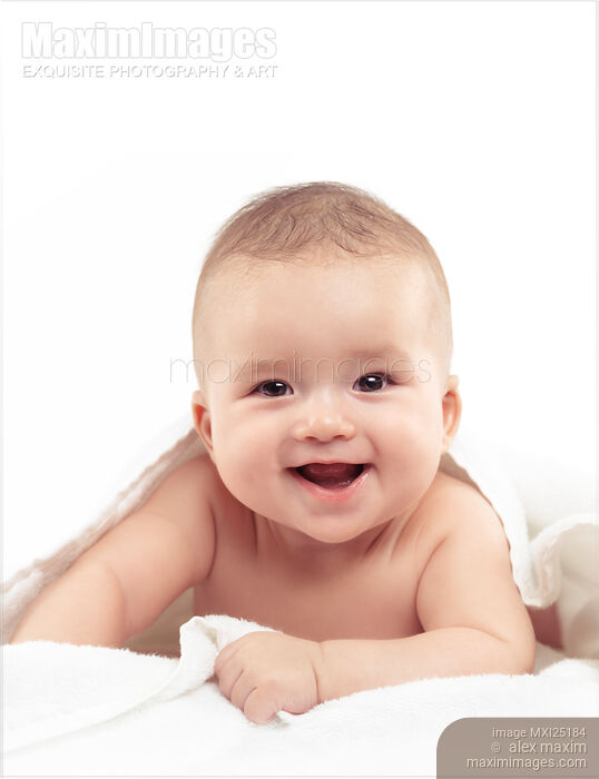 Cute Smiling Four Month Old Baby Boy Portrait Stock photo of Cute Smiling Four Month Old Baby Boy Portrait Buy commercial use license at MaximImages