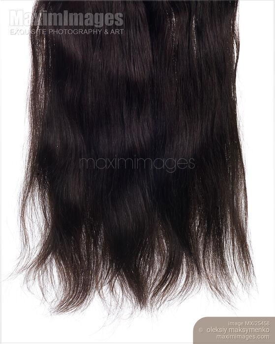 Stock photo of Dark brown hair extensions isolated texture Buy commercial use license at MaximImages
