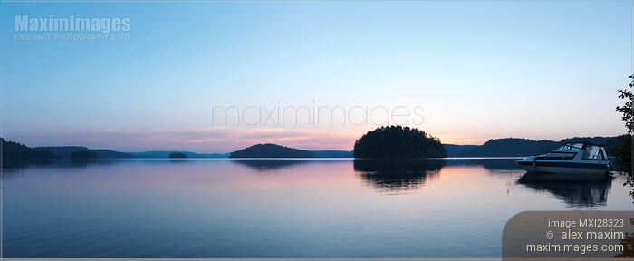 Stock photo of Dawn twilight nature scenery of Mary Lake Muskoka Ontario Buy commercial use license at MaximImages