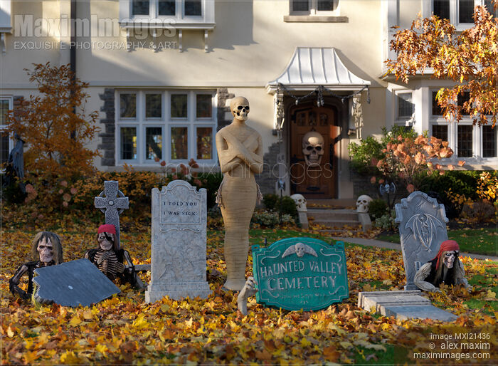 Stock photo of Decorated for Halloween House Buy commercial use license at MaximImages