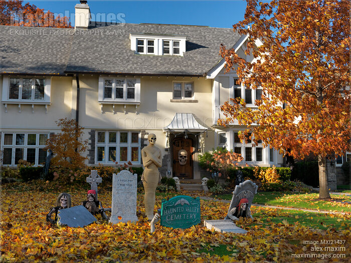 Stock photo of Decorated for Halloween House Buy commercial use license at MaximImages