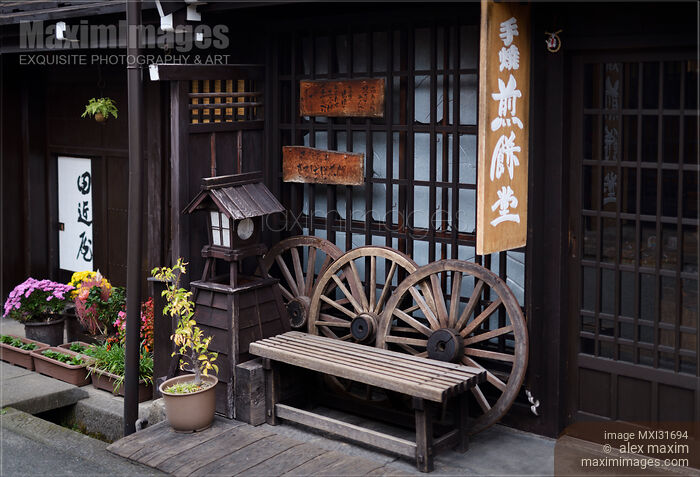 Decorated traditional houses at Takayama old town street in Japan Stock photo of Decorated traditional houses at Takayama old town street in Japan Buy commercial use license at MaximImages