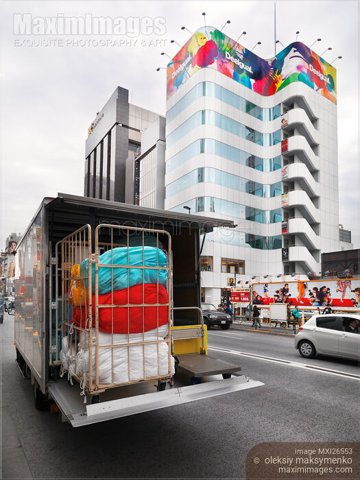 Stock photo of Delivery truck on streets of Tokyo Buy commercial use license at MaximImages