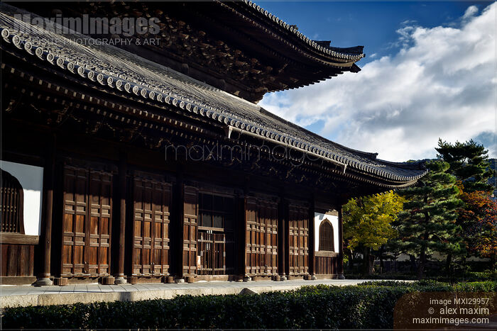 Stock photo of Detail of Kennin-ji Zen Buddhist temple main hall in Kyoto Buy commercial use license at MaximImages