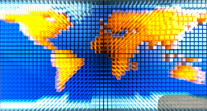 Stock image of Digital World Map Buy commercial use license at MaximImages